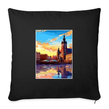 Cracovie Pologne Vintage voyage affiche WPA Souvenir - Housse de coussin décorative 45 x 45 cm - noir - Devant