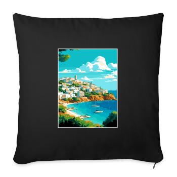Ibiza Spain Vintage Travel Poster WPA Souvenir - Sofa pillowcase 17,3'' x 17,3'' (45 x 45 cm) - black - Front