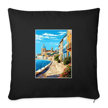 Coimbra Portugal Vintage voyage affiche Souvenir - Housse de coussin décorative 45 x 45 cm - noir - Devant