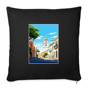 Faro Portugal Vintage voyage affiche WPA Souvenir - Housse de coussin décorative 45 x 45 cm - noir - Devant