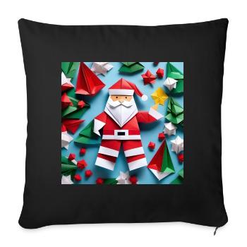 Origami Père Noël - Housse de coussin décorative 45 x 45 cm - noir - Devant