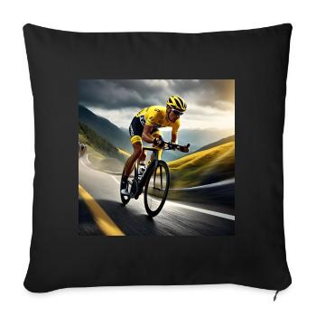 Mountainous Victory: The Yellow Jersey attacks - Sofa pillowcase 17,3'' x 17,3'' (45 x 45 cm) - black - Front