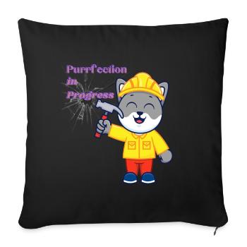 Chat travailleur en combinaison de construction - Housse de coussin décorative 45 x 45 cm - noir - Devant