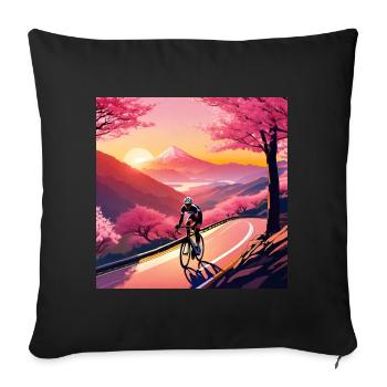 Cherry Blossom Season - Cycling Tour - Sofa pillowcase 17,3'' x 17,3'' (45 x 45 cm) - black - Front