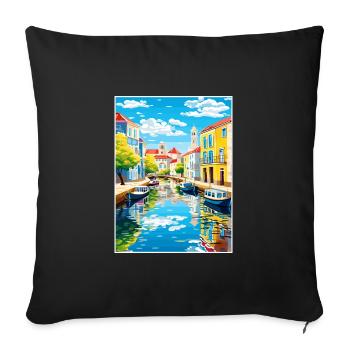 Aveiro Portugal Vintage Travel Poster WPA Souvenir - Sofa pillowcase 17,3'' x 17,3'' (45 x 45 cm) - black - Front