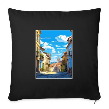 Braga Portugal Vintage voyage affiche WPA Souvenir - Housse de coussin décorative 45 x 45 cm - noir - Devant