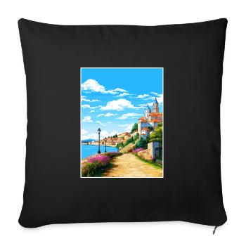 Coimbra Portugal Vintage voyage affiche Souvenir - Housse de coussin décorative 45 x 45 cm - noir - Devant
