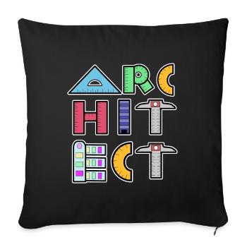 Carrière : Architecte, Profession, Emploi, Travail, Superviseur - Housse de coussin décorative 45 x 45 cm - noir - Devant