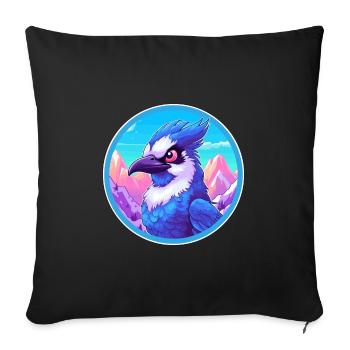 Blue Jay Watercolor Cartoon Kawaii Pet Animal Colo - Sofa pillowcase 17,3'' x 17,3'' (45 x 45 cm) - black - Front