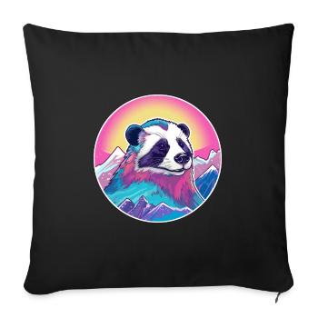Blaireau Aquarelle Dessin Animé Kawaii Animal De Compagnie Colorf - Housse de coussin décorative 45 x 45 cm - noir - Devant
