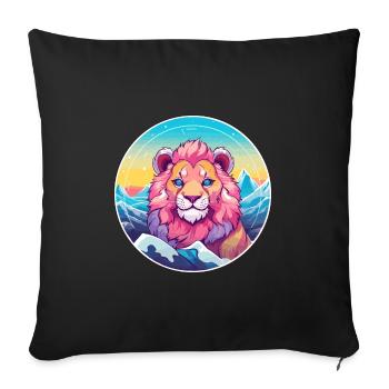 Lion Watercolor Cartoon Kawaii Pet Animal Colorful - Sofa pillowcase 17,3'' x 17,3'' (45 x 45 cm) - black - Front