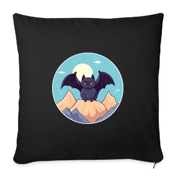 Bat Watercolor Cartoon Kawaii Pet Animal Colorful - Sofa pillowcase 17,3'' x 17,3'' (45 x 45 cm) - black - Front