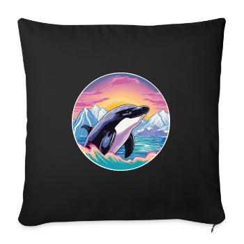 Orca Watercolor Cartoon Kawaii Pet Animal Colorful - Sofa pillowcase 17,3'' x 17,3'' (45 x 45 cm) - black - Front