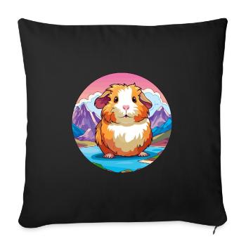 Cochon d’Inde aquarelle dessin animé Kawaii Pet Animal Co - Housse de coussin décorative 45 x 45 cm - noir - Devant