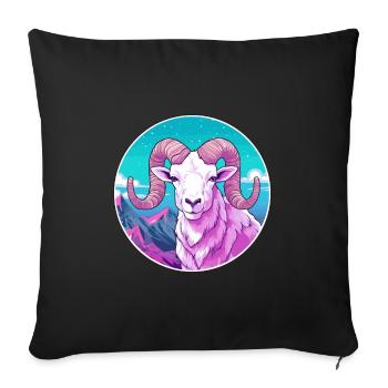 Ram Watercolor Cartoon Kawaii Pet Animal Colorful - Sofa pillowcase 17,3'' x 17,3'' (45 x 45 cm) - black - Front
