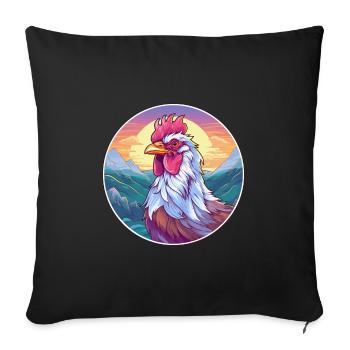 Rooster Watercolor Cartoon Kawaii Pet Animal Color - Sofa pillowcase 17,3'' x 17,3'' (45 x 45 cm) - black - Front