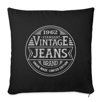 62nd Anniversary Vintage Made in 1962 Retro - Sofa pillowcase 17,3'' x 17,3'' (45 x 45 cm) - black - Front