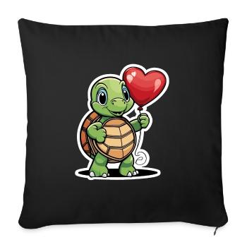 Schildkröte Herz - Valentinstag - Sofakissenbezug 45 x 45 cm - Schwarz - Vorne