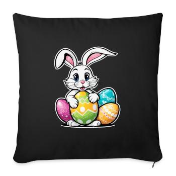 Osterhase Ostern Illustration - Sofakissenbezug 45 x 45 cm - Schwarz - Vorne