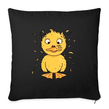 Un petit canard se lie d’amitié avec une coccinelle - Housse de coussin décorative 45 x 45 cm - noir - Devant