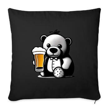 Teddy drinking Beer - Sofakissenbezug 45 x 45 cm - Schwarz - Vorne