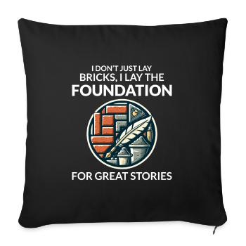 Bricklayer Chronicles: Crafting Stories in Bricks - Sofa pillowcase 17,3'' x 17,3'' (45 x 45 cm) - black - Front