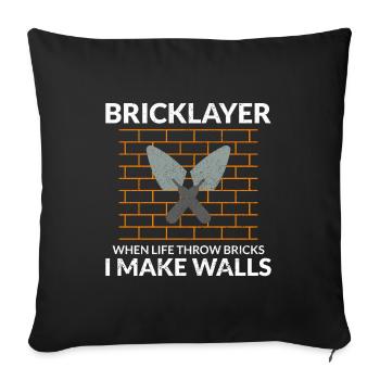 Bricklayer Wisdom: Turning Life's Bricks into Wall - Sofa pillowcase 17,3'' x 17,3'' (45 x 45 cm) - black - Front