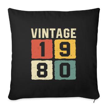 Vintage 1980 Born 1980 - Sofa pillowcase 17,3'' x 17,3'' (45 x 45 cm) - black - Front