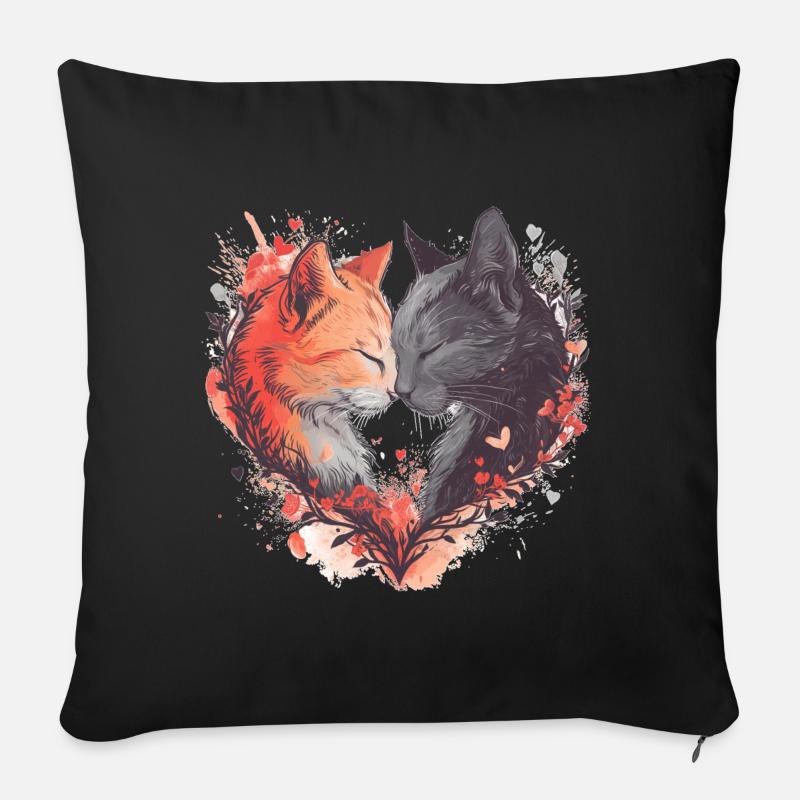True love Katzen - Sofakissenbezug 45 x 45 cm - Schwarz