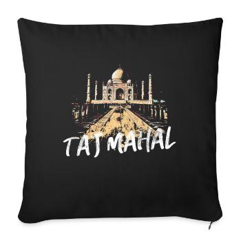 Illustration Taj Mahal, un des icones de l'Inde - Housse de coussin décorative 45 x 45 cm - noir - Devant