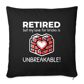 Unbreakable Brick Love : Maçon à la retraite - Housse de coussin décorative 45 x 45 cm - noir - Devant