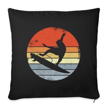 Surfing Vintage Look - Sofa pillowcase 17,3'' x 17,3'' (45 x 45 cm) - black - Front