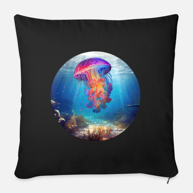 Meduse - enjoy the silence - Sofakissenbezug 45 x 45 cm - Schwarz