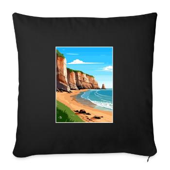 Torquay Cliffs Angleterre Vintage voyage affiche WPA - Housse de coussin décorative 45 x 45 cm - noir - Devant