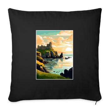 Dunluce Castle Irlande Vintage Travel Poster WPA - Housse de coussin décorative 45 x 45 cm - noir - Devant