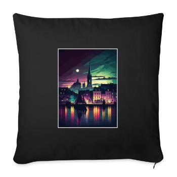 Galway Skyline Irland Vintage Reiseposter WPA - Sofakissenbezug 45 x 45 cm - Schwarz - Vorne