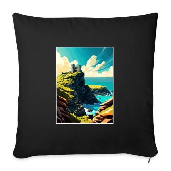 Tintagel Castle England Vintage Travel Poster WPA - Sofa pillowcase 17,3'' x 17,3'' (45 x 45 cm) - black - Front