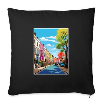 Notting Hill Londres Vintage voyage affiche Souvenir - Housse de coussin décorative 45 x 45 cm - noir - Devant