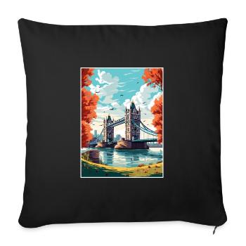 Tower Bridge England Vintage Reiseposter WPA Kunst - Sofakissenbezug 45 x 45 cm - Schwarz - Vorne
