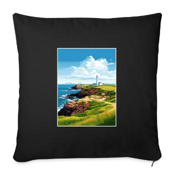 Lizard Point Angleterre Vintage voyage affiche WPA Art - Housse de coussin décorative 45 x 45 cm - noir - Devant
