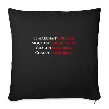 Il marchait sur l'eau - poème - Housse de coussin décorative 45 x 45 cm - noir - Devant