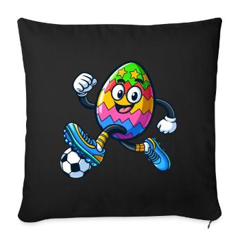 Oeuf de Pâques Oeuf de Pâques Joueur de football - Housse de coussin décorative 45 x 45 cm - noir - Devant