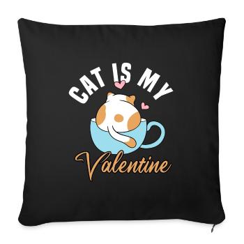 Le chat est mon Valentin - Housse de coussin décorative 45 x 45 cm - noir - Devant