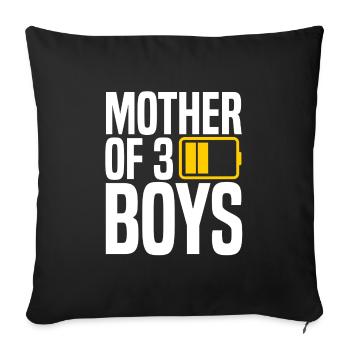mère de 3 garçons - Housse de coussin décorative 45 x 45 cm - noir - Devant