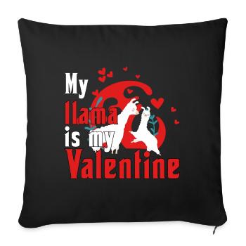 Le lama est mon Valentin - Housse de coussin décorative 45 x 45 cm - noir - Devant