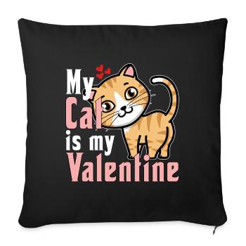 My Cat Is My Valentine - Sofa pillowcase 17,3'' x 17,3'' (45 x 45 cm) - black - Front