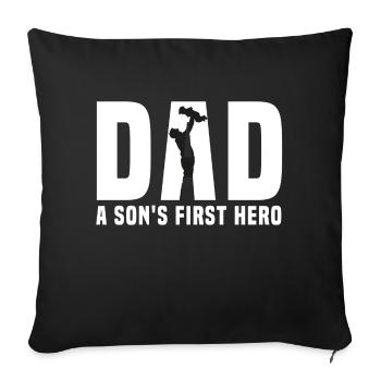 dad son hero - Sofakissenbezug 45 x 45 cm - Schwarz - Vorne