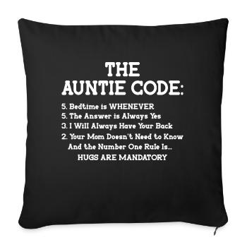 Le cadeau drôle de Code de tante pour tante sarcastique - Housse de coussin décorative 45 x 45 cm - noir - Devant