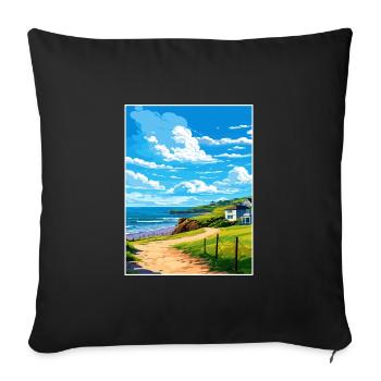 Polzeath Cornwall Vintage voyage affiche Souvenir - Housse de coussin décorative 45 x 45 cm - noir - Devant