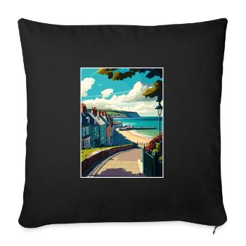 Lyme Regis England Vintage Travel Poster Souvenir - Sofa pillowcase 17,3'' x 17,3'' (45 x 45 cm) - black - Front